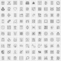 conjunto de 100 iconos de línea de negocios creativos vector