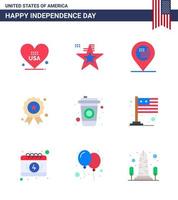 9 Flat Signs for USA Independence Day cola medal american independence day holiday Editable USA Day Vector Design Elements