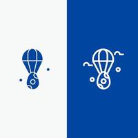 Egg Ear Balloon Easter Line and Glyph Solid icon Blue banner Line and Glyph Solid icon Blue banner vector