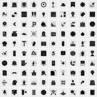 Set of 100 Universal Solid Icons vector