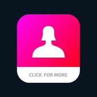 Avatar Support Woman Mobile App Button Android and IOS Glyph Version vector