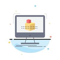 3d cube dimensional modelling sketch Flat Color Icon Vector