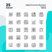 25 Digital Economy Business Icon Set 100 Editable EPS 10 Files Business Logo Concept Ideas Line icon design vector