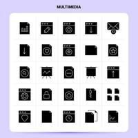 Solid 25 Multimedia Icon set Vector Glyph Style Design Black Icons Set Web and Mobile Business ideas design Vector Illustration