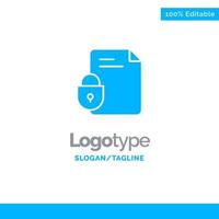 File Document Lock Security Internet Blue Solid Logo Template Place for Tagline vector