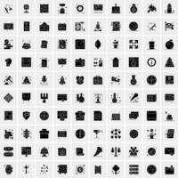 Set of 100 Universal Solid Icons vector