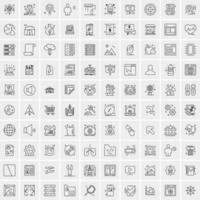 conjunto de 100 iconos de línea de negocios creativos vector