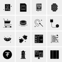 16 iconos de negocios universales vector ilustración de icono creativo para usar en proyectos relacionados con la web y dispositivos móviles