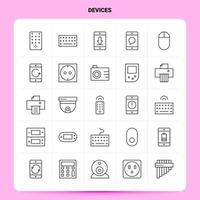 OutLine 25 Devices Icon set Vector Line Style Design Black Icons Set Linear pictogram pack Web and Mobile Business ideas design Vector Illustration