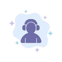 Avatar Support Man Headphone Blue Icon on Abstract Cloud Background vector