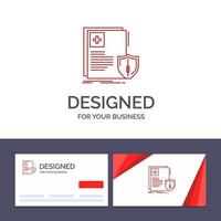 Creative Business Card and Logo template Document Protection Shield Medical Health Vector Illustration