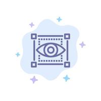 Visual View Sketching Eye Blue Icon on Abstract Cloud Background vector