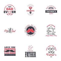 Happy fathers day 9 Black and Pink vintage retro type font Illustrator eps10 Editable Vector Design Elements