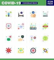 16 Flat Color viral Virus corona icon pack such as medical supervision care medical washing viral coronavirus 2019nov disease Vector Design Elements