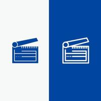 Action Board Clapboard Clapper Clapperboard Line and Glyph Solid icon Blue banner Line and Glyph Solid icon Blue banner vector