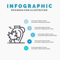 olla otoño canadá hoja arce línea icono con 5 pasos presentación infografía fondo vector