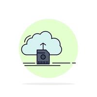 cloud upload save data computing Flat Color Icon Vector