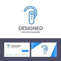 tarjeta de visita creativa y plantilla de logotipo accesorio bluetooth auriculares auriculares ilustración vectorial vector