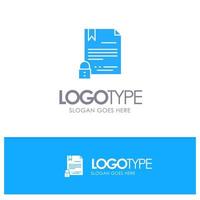 Electronic Signature Contract Digital Document Internet Blue Solid Logo with place for tagline vector