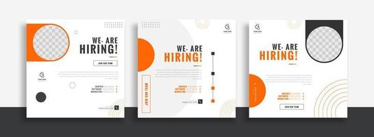 We are hiring job vacancy social media post banner design template with green and black color. We are hiring job vacancy square web banner design. vector