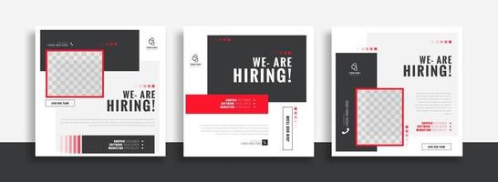 We are hiring job vacancy social media post banner design template with green and black color. We are hiring job vacancy square web banner design. vector