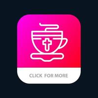 Tea Cup Easter Hot Mobile App Button Android and IOS Line Version vector