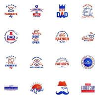 Happy fathers day 16 Blue and red vintage retro type font Illustrator eps10 Editable Vector Design Elements