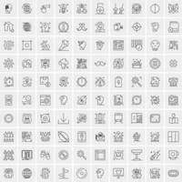 conjunto de 100 iconos de línea de negocios creativos vector