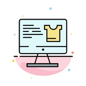 Computer Screen Monitor Shopping Abstract Flat Color Icon Template vector