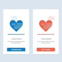 Heart Love American Flag  Blue and Red Download and Buy Now web Widget Card Template vector