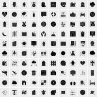 Set of 100 Universal Solid Icons vector