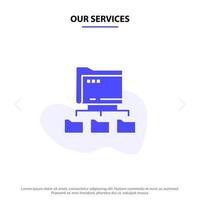 Our Services Folder Folders Network Computing Solid Glyph Icon Web card Template vector