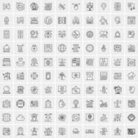 Set of 100 Creative Business Line Icons vector