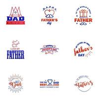 Happy fathers day 9 Blue and red Typography Fathers day background design Fathers day greeting card Editable Vector Design Elements