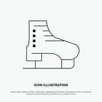 bota patines de hielo patines línea de patinaje icono vector