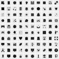 Set of 100 Universal Solid Icons vector