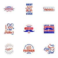 Love You Papa Card Design for Happy Fathers Day Typography Collection 9 Blue and red Design Editable Vector Design Elements