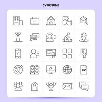 OutLine 25 CV Resume Icon set Vector Line Style Design Black Icons Set Linear pictogram pack Web and Mobile Business ideas design Vector Illustration