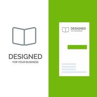 Open Book Page Layout Cover Grey Logo Design and Business Card Template vector