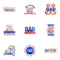 Set of fathers day 9 Blue and red design elements Editable Vector Design Elements