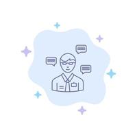 Man Manager Sms Chat Popup Blue Icon on Abstract Cloud Background vector