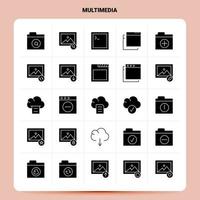 sólido 25 conjunto de iconos multimedia diseño de estilo de glifo vectorial conjunto de iconos negros diseño de ideas de negocios web y móvil ilustración vectorial vector