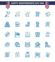 Blue Pack of 25 USA Independence Day Symbols of building party desert decoration american Editable USA Day Vector Design Elements