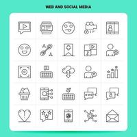 OutLine 25 Web and Social Media Icon set Vector Line Style Design Black Icons Set Linear pictogram pack Web and Mobile Business ideas design Vector Illustration