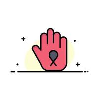 Stop Hand Ribbon Awareness  Business Flat Line Filled Icon Vector Banner Template