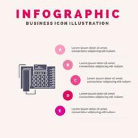 teléfono negocio oficina llamada contacto sólido icono infografía 5 pasos presentación antecedentes vector