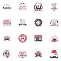 Happy fathers day greeting cards set 16 Black and Pink Vector typography lettering Usable for banners print You are the best dad text design Editable Vector Design Elements