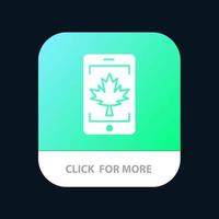 mobile cell canada leaf botón de la aplicación móvil android y ios glyph version vector