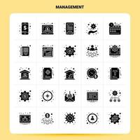 Solid 25 Management Icon set Vector Glyph Style Design Black Icons Set Web and Mobile Business ideas design Vector Illustration