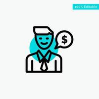 Man Work Job Dollar turquoise highlight circle point Vector icon